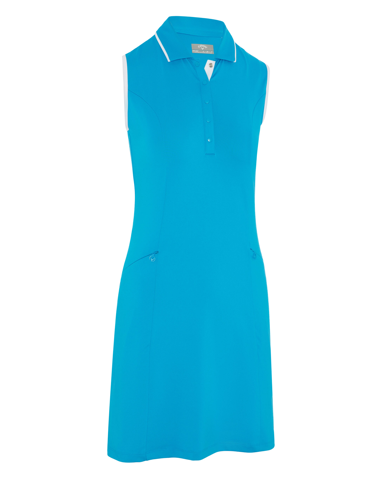 Snap Placket, Ermeløs kjole, Dame - vivid_blue