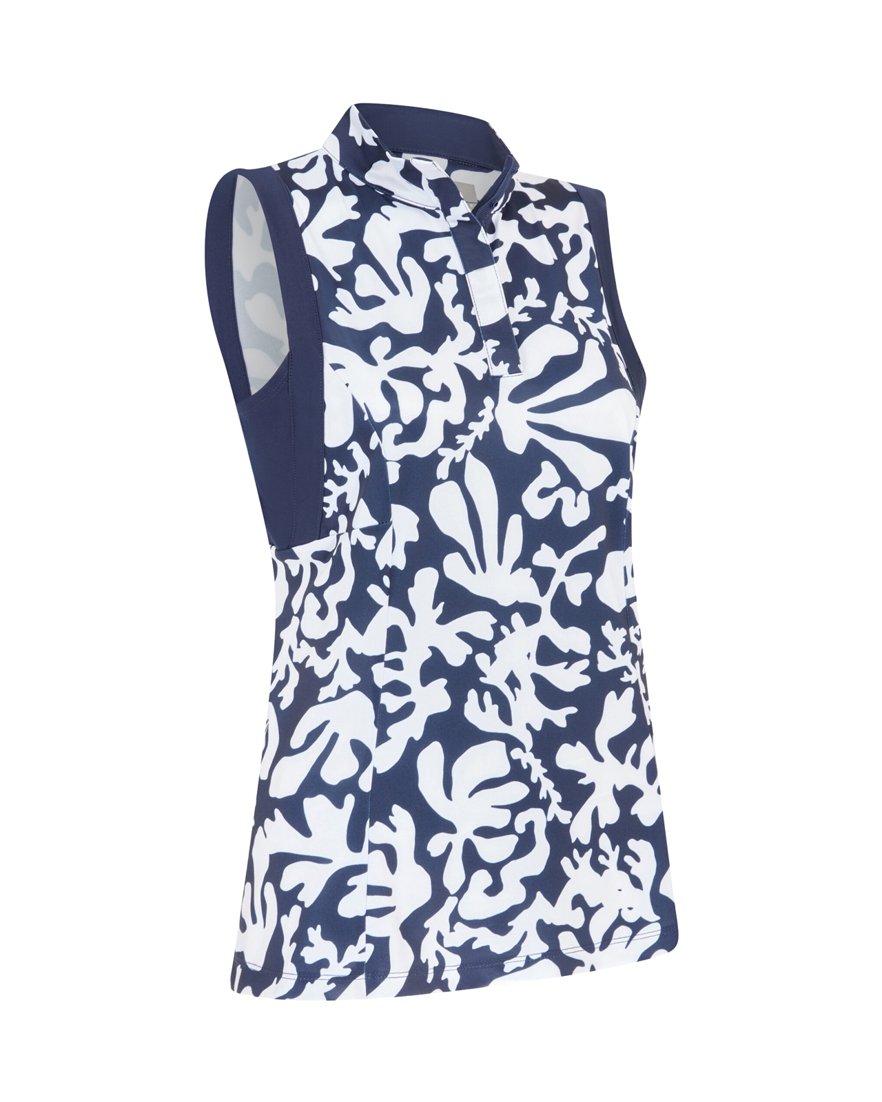 Abstract Floral, Ermeløs polo, Dame - peacoat