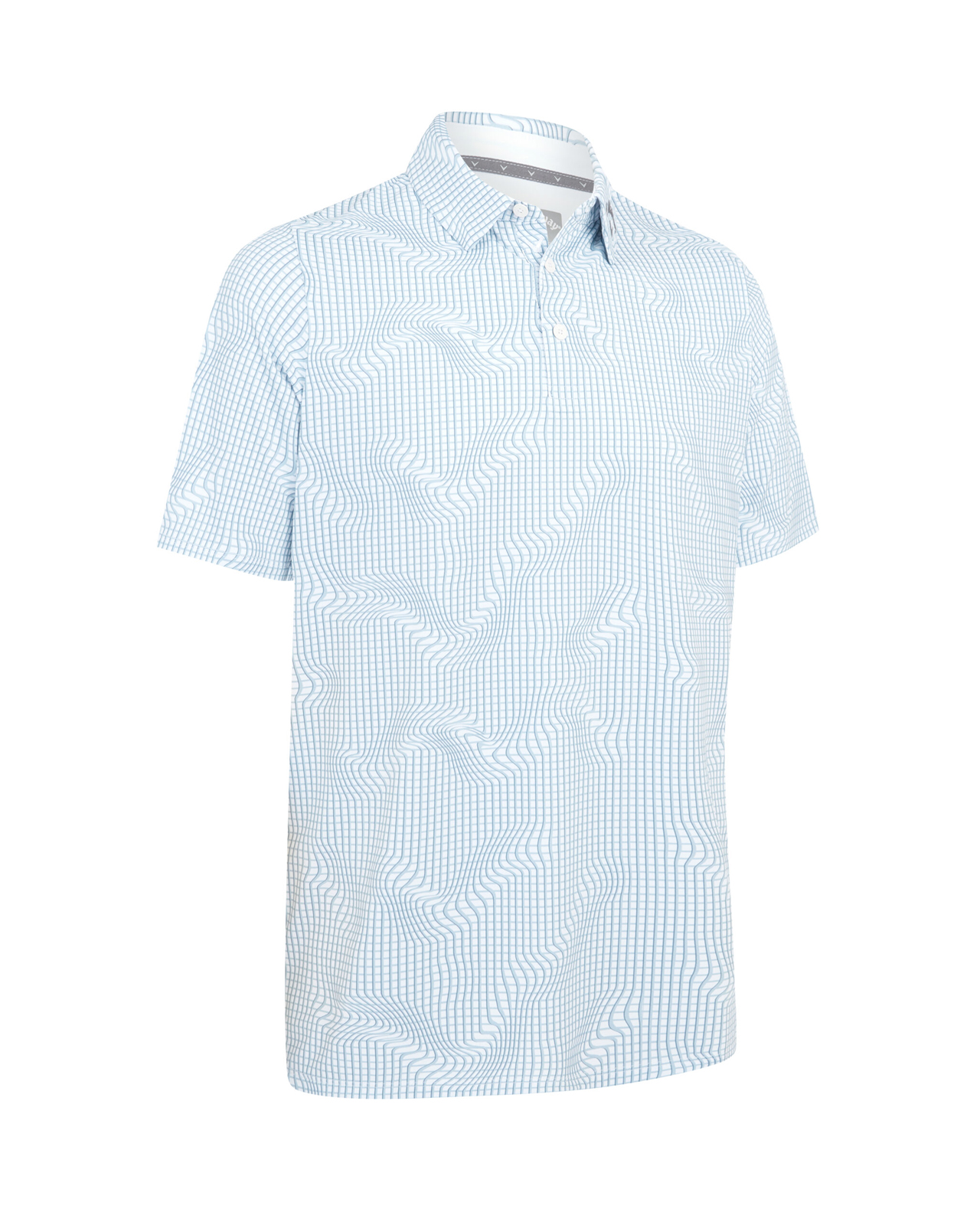 Warped Gingham Print, Polo, Herre - bright_white