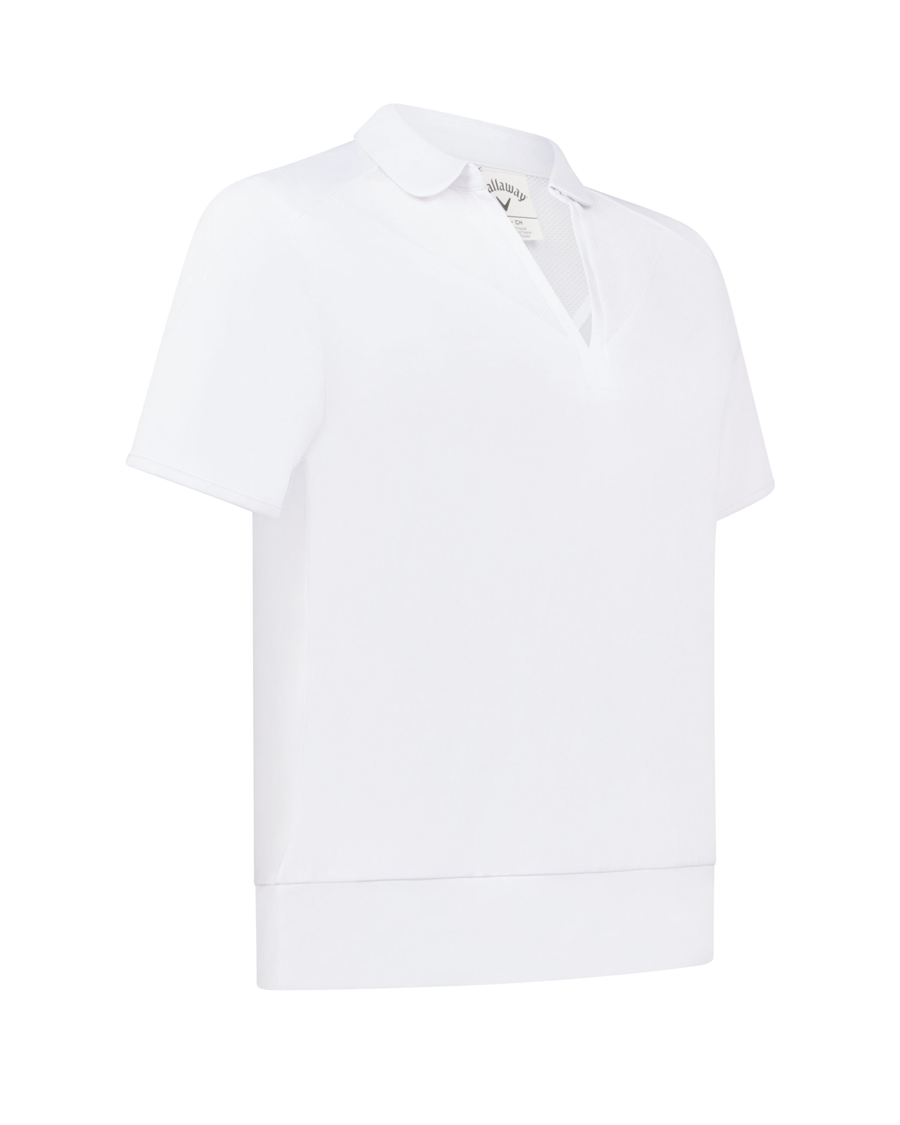 Waist Length Mesh Detail, Ermeløs polo, Dame - brilliant_white