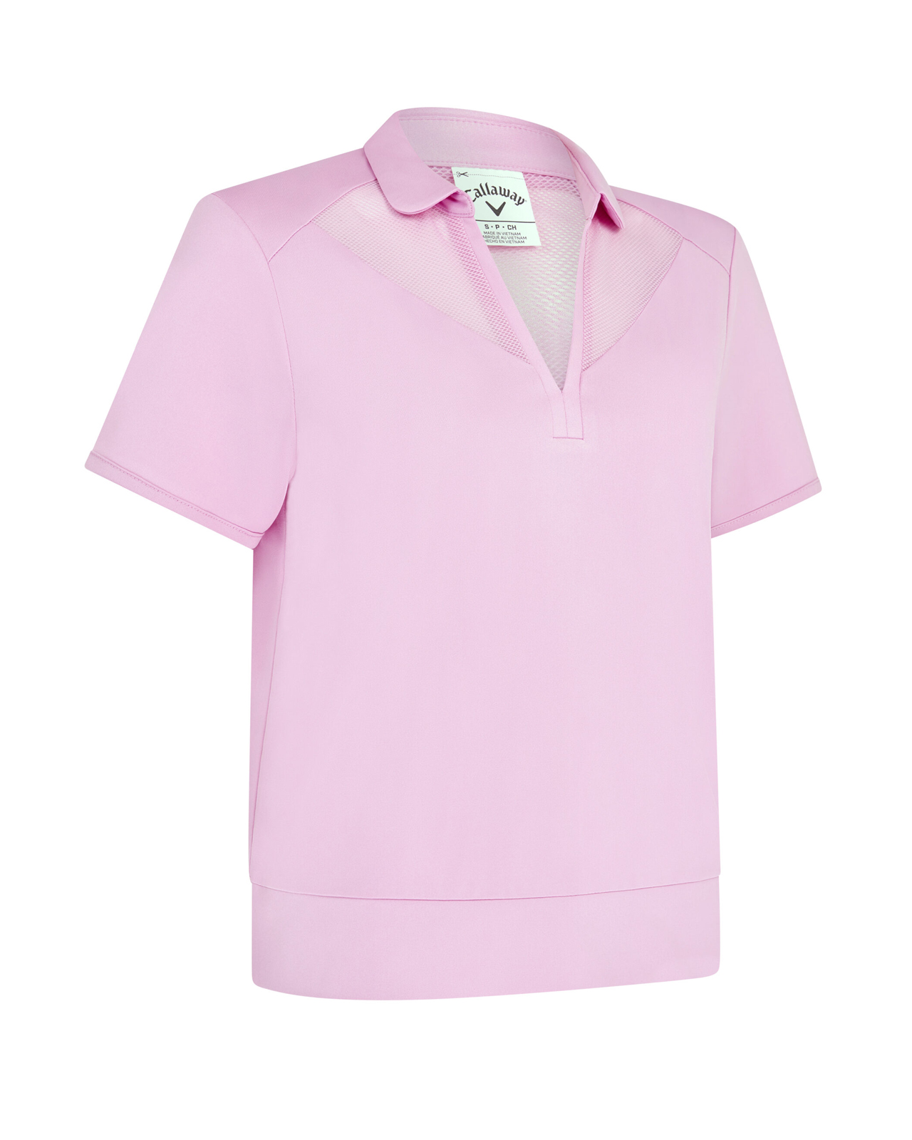 Waist Length Mesh Detail, Ermeløs polo, Dame - orchid