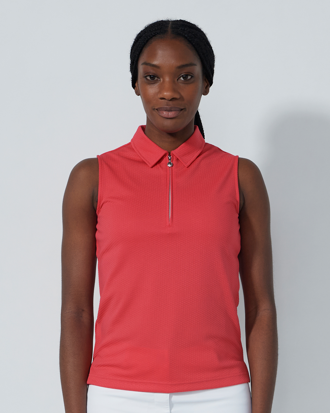 Peoria, Ermeløs Polo, Dame - intense_coral