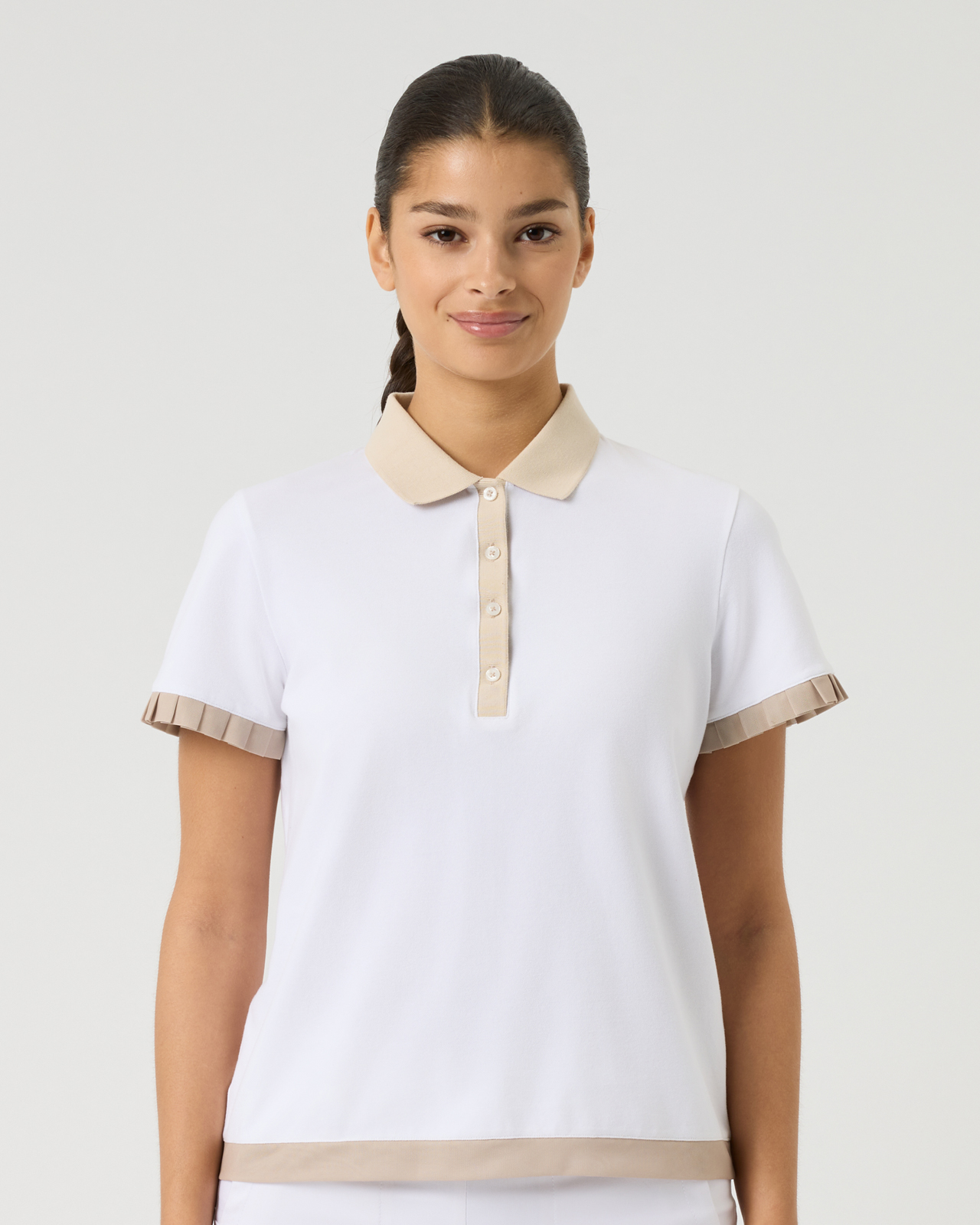 Pleat, Polo, Dame - white