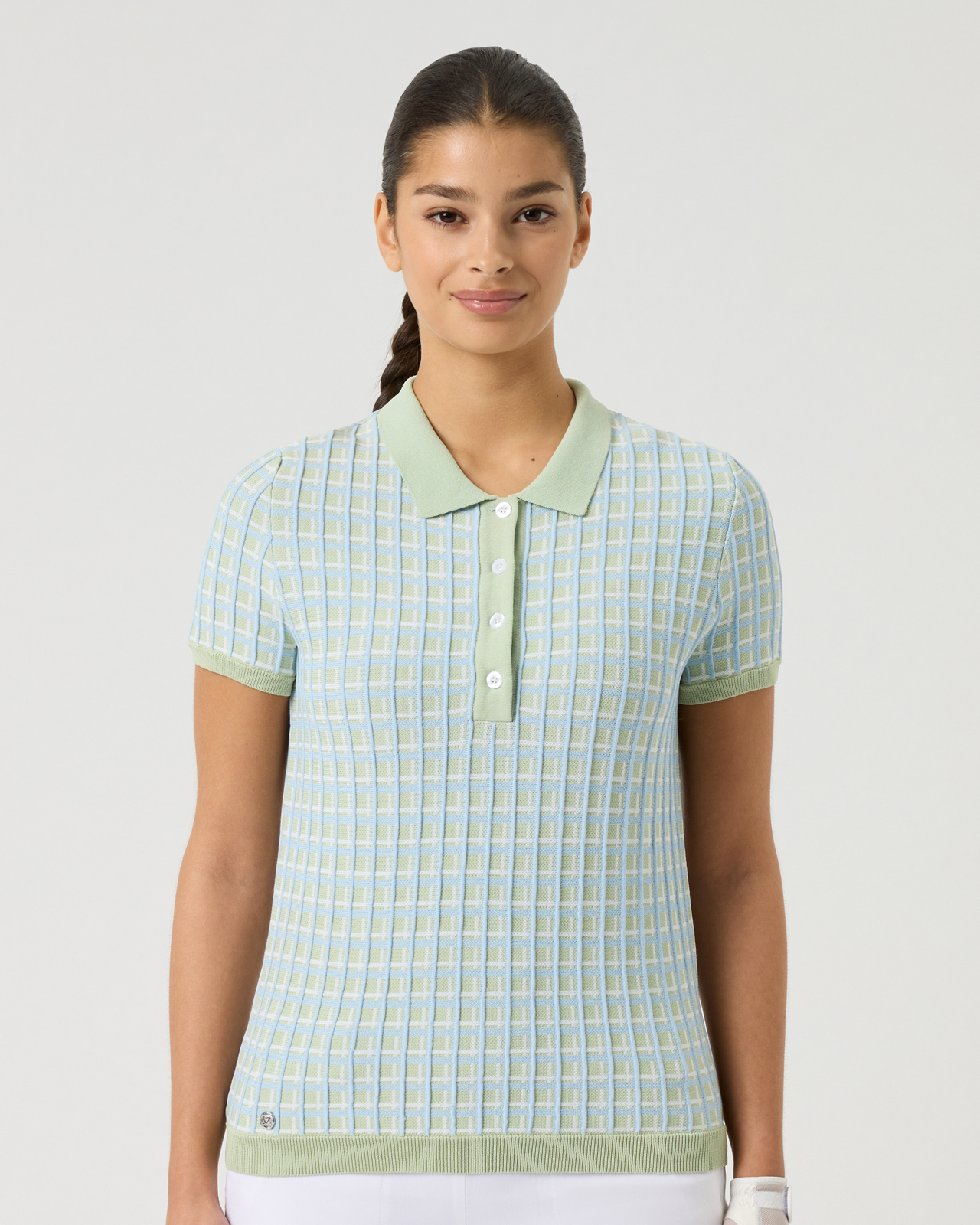 Knit, Polo, Dame - muted_pistachio