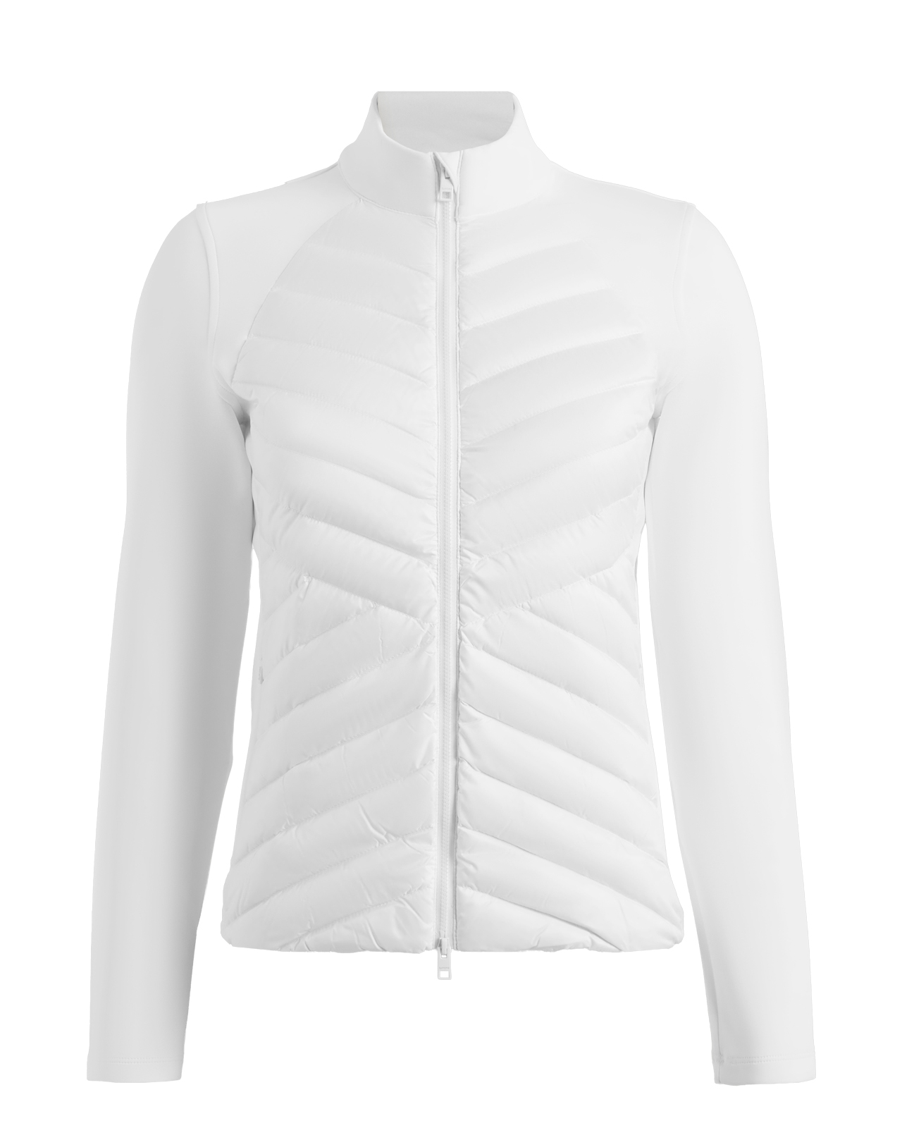 V-Down Quilted Hybrid, Jakke, Dame - chalk_white