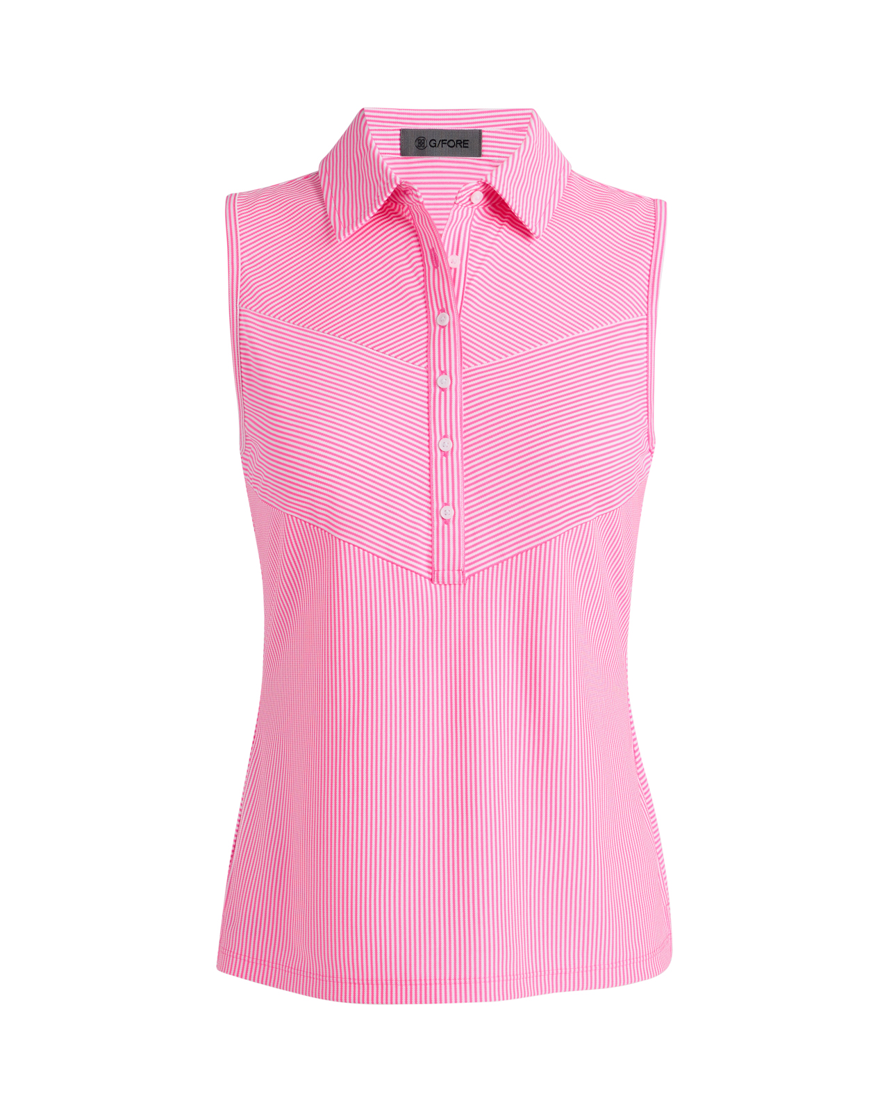 Paneled Stripe, Ermeløs Polo, Dame - knockout_pink