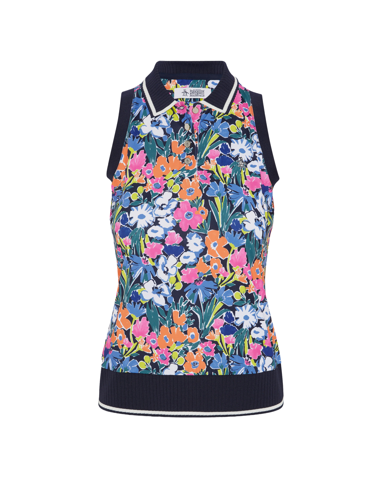 Scallop Rib, Ermeløs Polo, Dame - black_iris