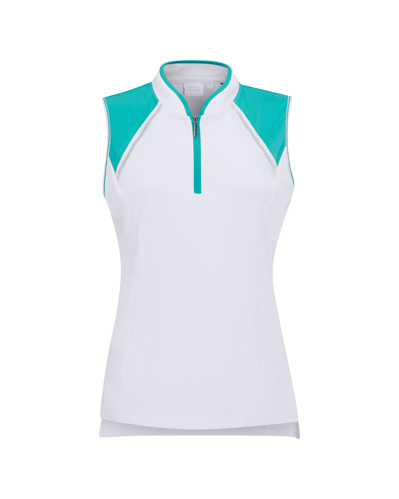 Nala, Ermeløs Polo, Dame - white_bright_aqua