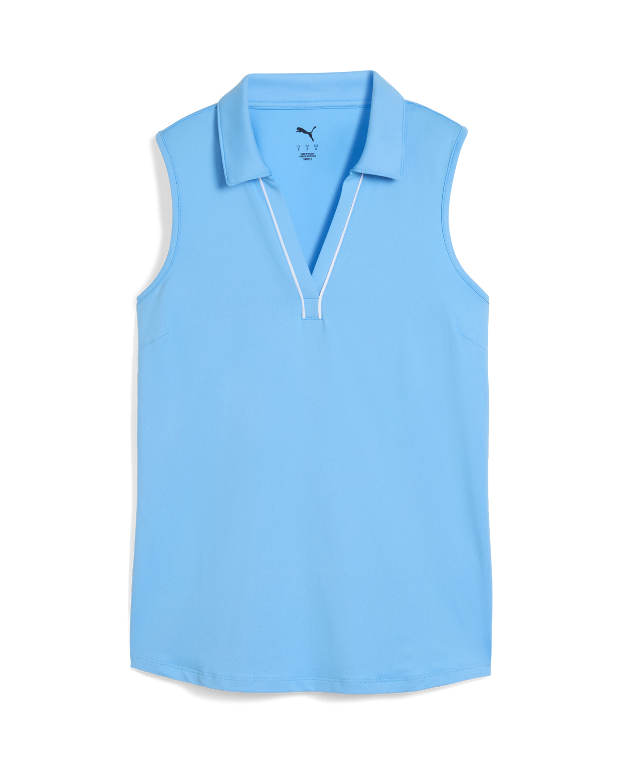 Cloudspun Piped, Ermeløs Polo, Dame - team_light_blue