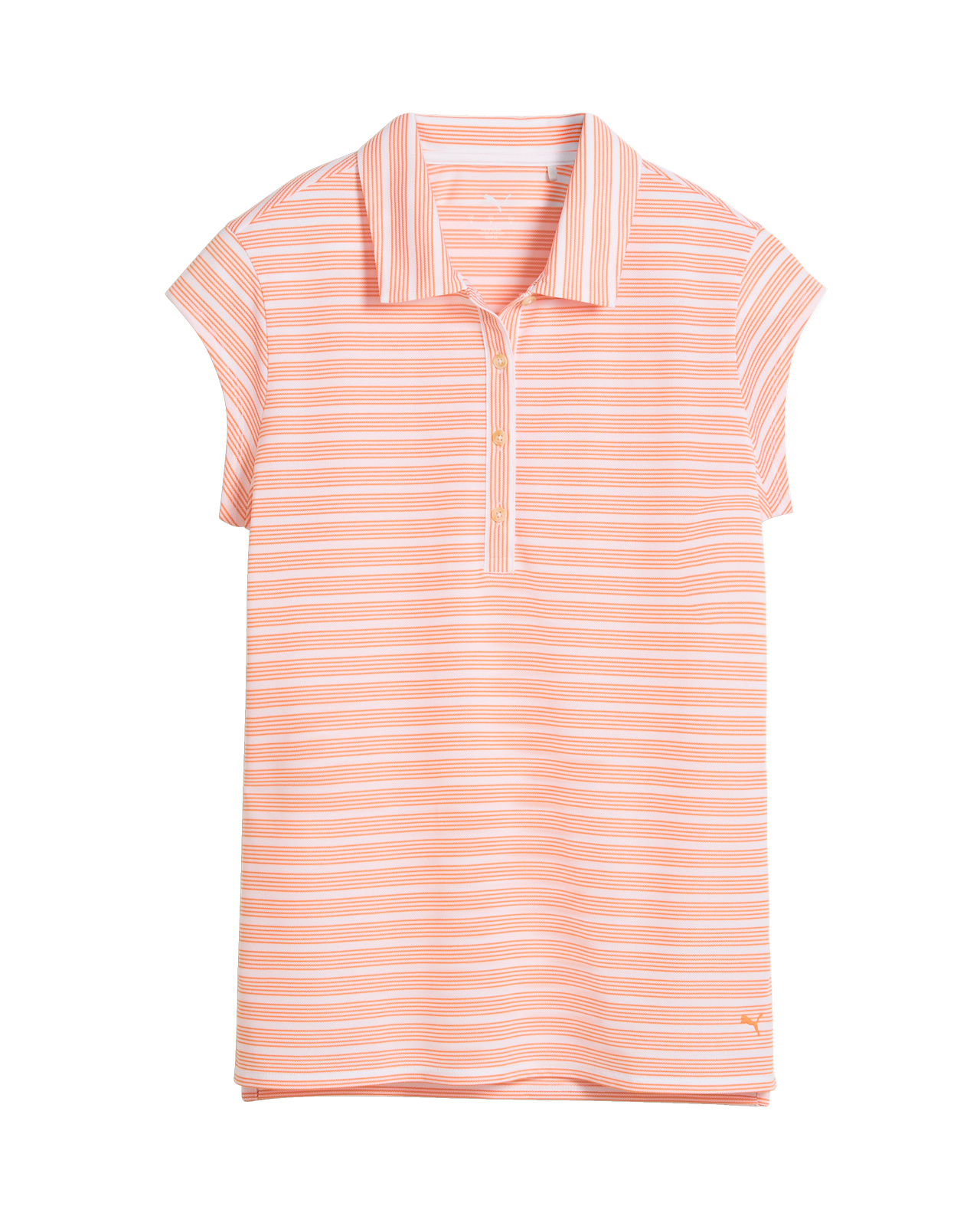 Stripe Cap Sleeve, Polo, Dame - white_glow_melon_glow