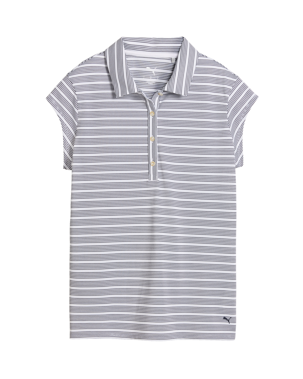 Stripe Cap Sleeve, Polo, Dame - white_glow_deep_navy