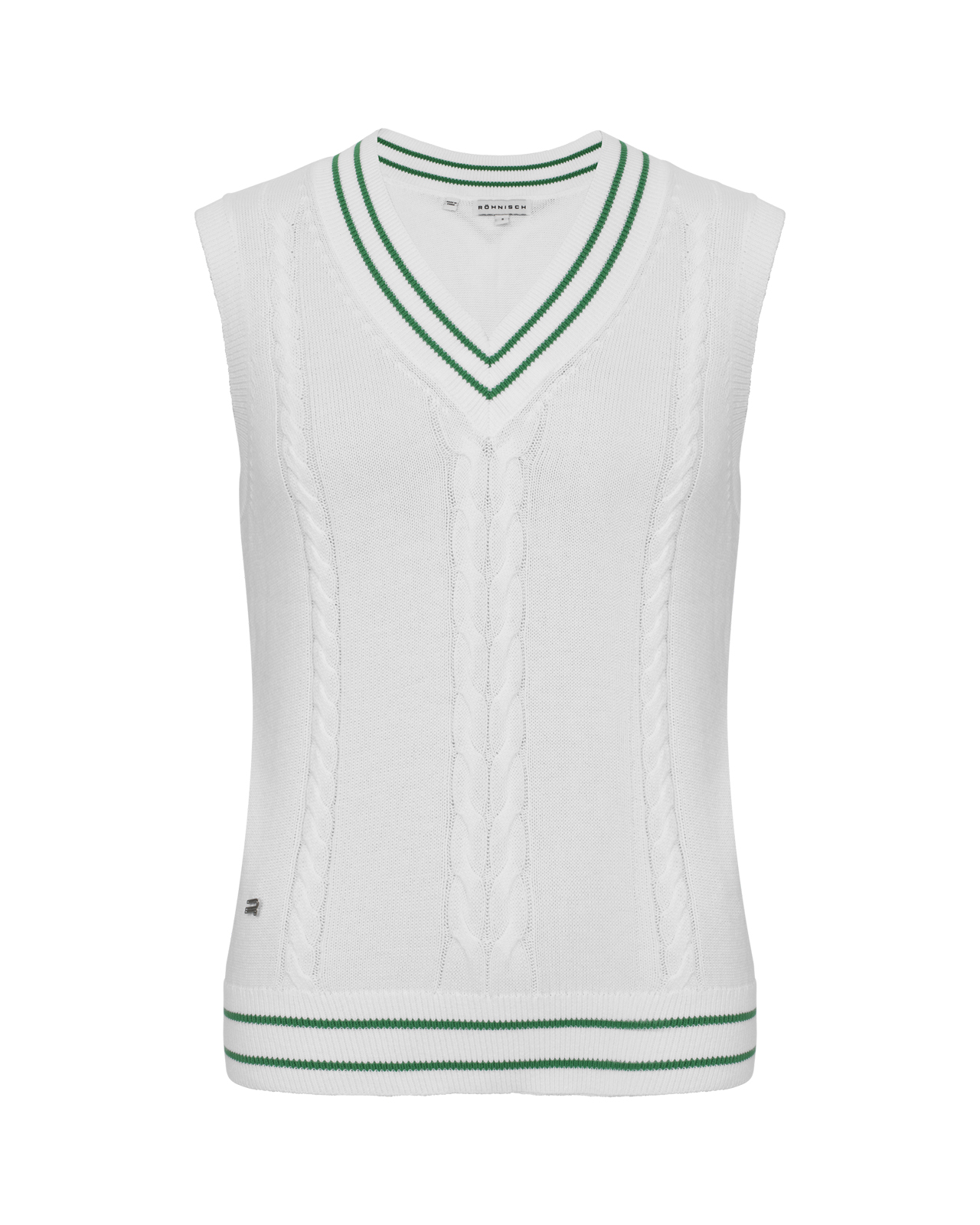 Cotton Cable, Vest, Dame - white_green