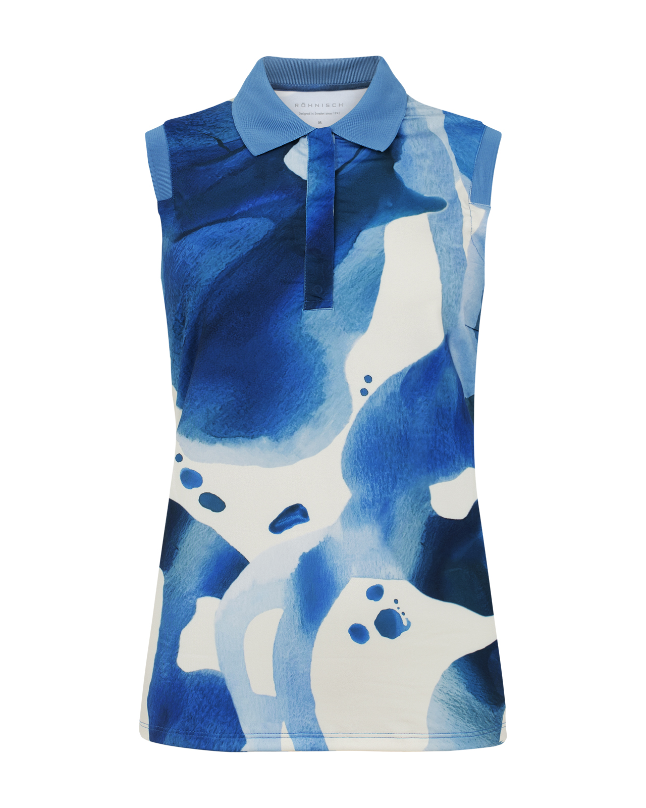 Deni, Ermeløs polo, Dame - blue_aquarelle